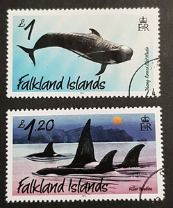 Falkland Islands: Whales and Dolphins; £1 and £1.20 values; fine used - Picture 1 of 4