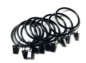Paquete de 10 anillos de barra de cortina negros con clips ID de 2" - Imagen 1 de 2