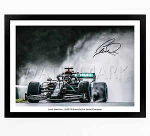 LEWIS HAMILTON SIGNED PRINT PHOTO POSTER SQUAD 2020 FRAMED F1 FORMULA ONE 1 - Picture 1 of 2