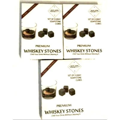3-PK, ZCUTT, piedras de whisky premium (9 piedras en cada caja) cubos de piedra de jabón 100 % Foto 1 de 4
