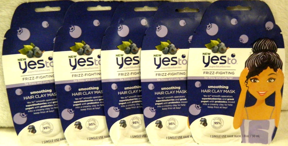 Mascarilla de arcilla capilar suavizante antiencrespamiento Yes To Superblueberries 1 lote de 5 nueva Foto 1 de 4