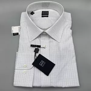 Ike Behar Shirt Mens Large Dress Plaid white green blue 16 1/2 preppy business - Picture 1 of 8