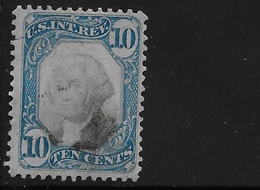 US Scott R109, 10 Cent Internal Revenue Service, 2nd Issue, Blue, Used, NG, VF - Image 1 of 1