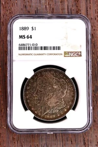 1889 P Morgan Silver Dollar $1 NGC MS-64 **EXC TONE** #1BL - Picture 1 of 4
