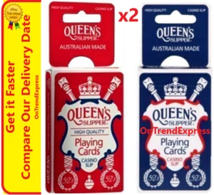 2x QUEEN'S Slipper 52's Playing Cards Decks Bridge Casino Quality 1 Blue 1 Red - Picture 1 of 5