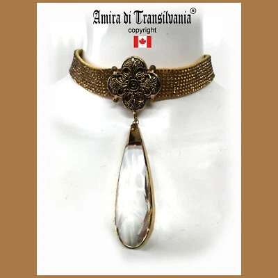 joyería mujer gargantilla collar medallón camafeo cristal strass colgante oro Foto 1 de 4