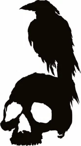 Silhouette Skull & Raven VINILE DECAL adesivo corvo corvo uccellini teschi scuri - Foto 1 di 1
