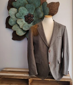 Orvis Thornproof Twisted Tweed Brown Suede Elbow Shooting Jacket Sz Large - XL - Picture 1 of 12