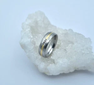 Anillo de boda acero oro 585 con diamantes 0,03ct. | T. 58 - Imagen 1 de 4