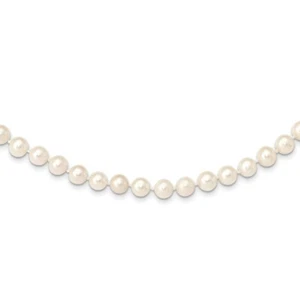 Real 14kt Yellow Gold 7-8 mm White Near Round Freshwater Cultured Pearl Necklace - Picture 1 of 3