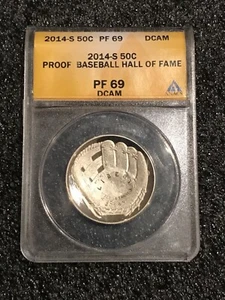2014-S BASEBALL HALL OF FAME CLAD PROOF HALF DOLLAR PR69 DCAM 4356463 - Picture 1 of 5