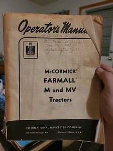 Operators manual for Farmall M and MV tractors 1947 - Picture 1 of 3