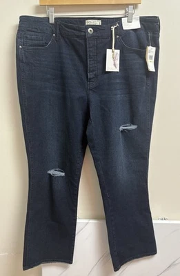 Jeans Jessica Simpson Flirt Bota Recta 18W Denim Envejecido Lavado Oscuro Nuevos con Etiquetas Foto 1 de 4