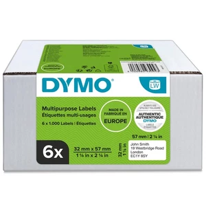 Dymo Labelwriter Multipurpose Label 32X57mm 1000 Labels Per Roll White Pack 6 - Picture 1 of 3