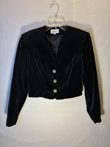 Vintage Althuser Damen Schwarz Samt Crop Blazer Made In The USA - Bild 1 von 9