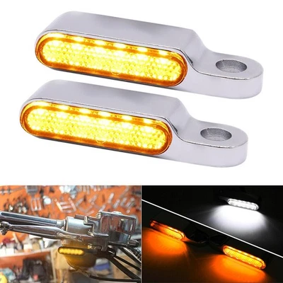For Harley Chopper Motorcycle LED Turn Signals Amber Blinker White Running Light Foto 1 de 4