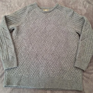 Timberland Herringbone Knit Jumper 2XL XXL Chest 50" Grey Men's Crew Neck Long S - Picture 1 of 8