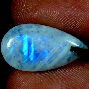 100% Natural Moonstone Black Tourmaline Pear Cab Gemstone 14.00Cts. 12x 22x 06mm - Picture 1 of 3