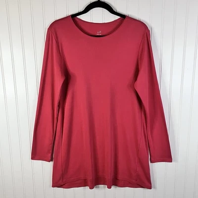 J Jill Perfect Pima Talla M Rojo Borde Delicado Mujer Pullover Algodón Tejido Túnica Foto 1 de 4