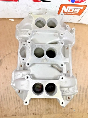 Colector de admisión Mopar paquete de seis Dodge Plymouth 383 400 Big Block Edelbrock DP6B Foto 1 de 4