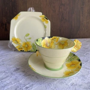 Raro Plato Platillo Taza Amapola Islandia Paragon Antiguo Años 30 Trío Art Deco - Imagen 1 de 20