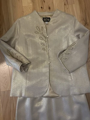 Bob Mackie Usable Arte Falda Traje Conjunto Dorado Foto 1 de 4