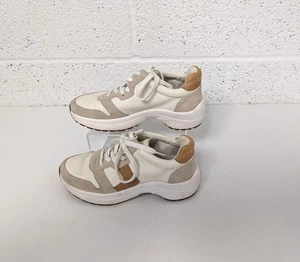 Lauren Ralph Lauren Rylee Leather Suede Trainers Shoes White Beige - 37 / UK 4.5 - Picture 1 of 8