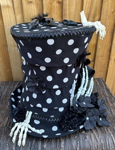 Impresionante gótico negro blanco punto de gran tamaño sombrero de copa manos esqueleto calaveras (5) - Imagen 1 de 11