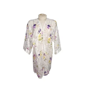 Vintage LA intimates sheer floral robe *No belt size small - Picture 1 of 4