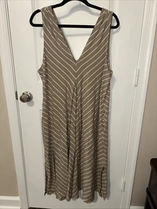 Haven Well Within XL Kleid Bio-Baumwolle Interlock gestreift V-Ausschnitt gebraucht, in einwandfreiem Zustand - Bild 1 von 6