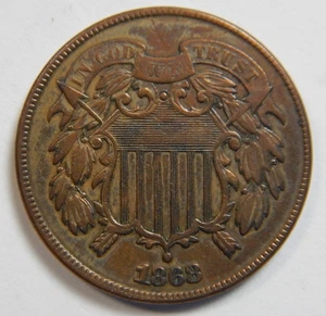 Two cent piece 1868 better grade collector coin - Picture 1 of 2