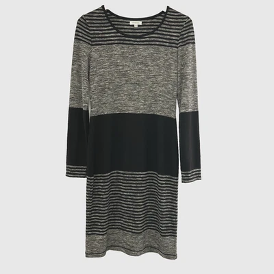 Vestido Suéter Max Studio M Manga Larga Pullover Cuello Redondo Rayas Ligero Foto 1 de 4