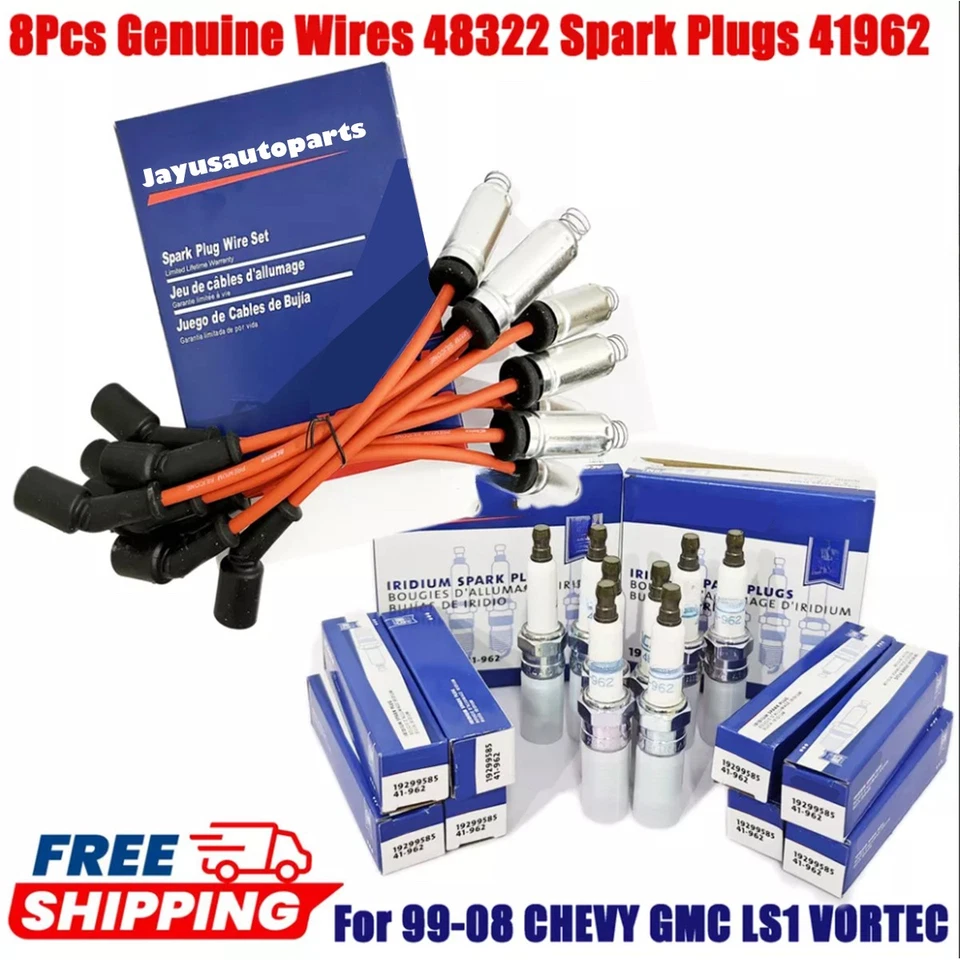 Genuine 8PCS Wires 48322 Spark Plugs 41962 For Chevy Silverado GMC 4.8/5.3/6.0L - Image 1 of 4