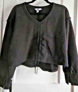 Joy Lab Sudadera Recortada Centrada Cordón Mujer Talla XS Negro Pullover - Imagen 1 de 8