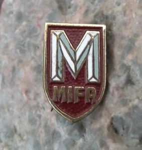 Vintage MIFA OSTDEUTSCH Fahrradfirma Schild Brosche M Logo Pin Abzeichen - Bild 1 von 2