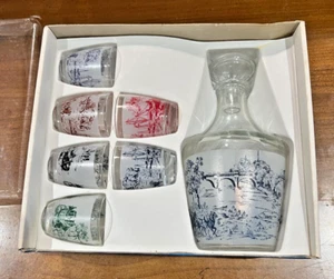 Vtg Verrerie Cristallerie D’Arques Liqueur Set Decanter Stopper 6 Glasses French - Picture 1 of 15