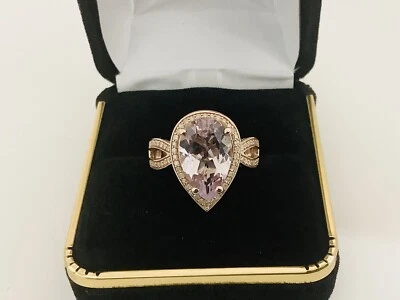 14k gold Amethyst ,Diamond statement gemstone ring size 7 - Image 1 of 4
