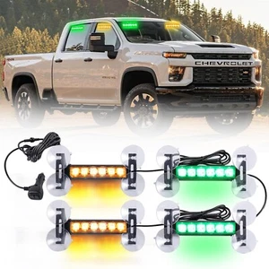 4X 6,1 Zoll Notfall Stroboskop Lichter Bernstein/Grün 24 LED Wasserdicht Gefahren Warnung... - Bild 1 von 6