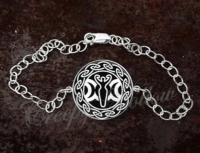 Pulsera Ajustable Plata de Ley 925 Triple Luna Diosa Wicca Pagana  Foto 1 de 3