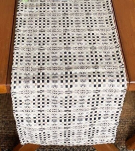 NEW TABLE TOPPER BLACK GRAY CREAM SHADOWBROOK Woven 34" Sq Primitive Farmhouse - Picture 1 of 2