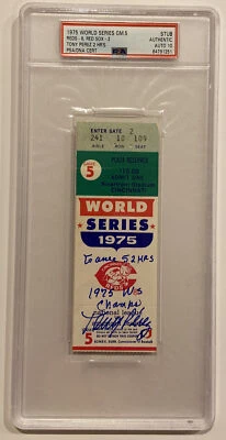 Tony Perez Signed 1975 Baseball WS Game 5 2 HRs Ticket PSA/DNA 10 Certified HOF - Image 1 of 3