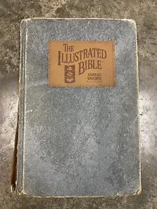Illustrated Bible Living Values 1989 Blue Stone Washed Faux Denim - Bild 1 von 10