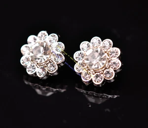 10X Clear Rhinestone Crystal Handmade Flower Leathercraft Handbag Concho 14mm - Picture 1 of 12
