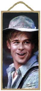 Brad Pitt featuring the artwork of Haiyan Wood Sign Plaque Made in USA - Picture 1 of 3