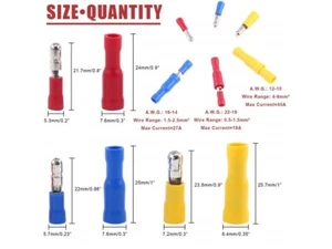 100PCS Male Female Bullet Connectors 22-10AWG Wire Crimp Terminals Insulated - Picture 1 of 21