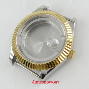 PARNIS 41mm Steel Watch Case Gold Plated fit MIYTA 8215 8205 MINGZHU 2813 - Picture 1 of 5