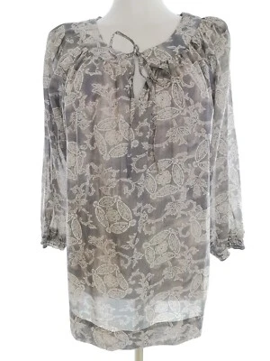 Part two  Größe 10 (36) Grau Bluse Viskose Manche 3/4 Floral Blätter Asymmetrisc - Bild 1 von 4