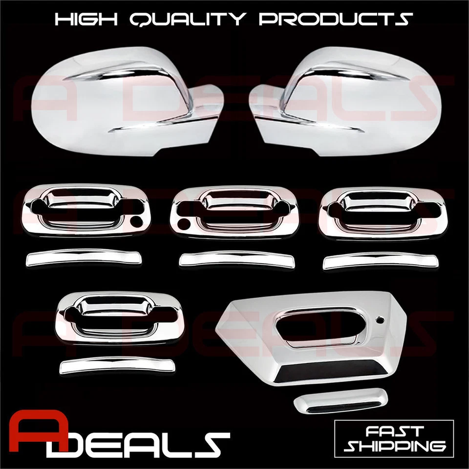 PARA CHEVY AVALANCHE 02-06 ESPEJO RETROVISOR COMPLETO CROMADO, MANIJA DE PUERTA CON PAQUETE Y CUBIERTA DE PORTÓN TRASERO Foto 1 de 1