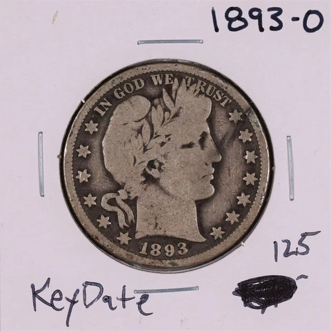 1893-O Silver Barber Half Dollar Key Date Cover