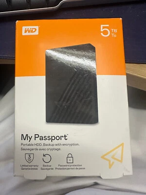 NEW WD 5TB My Passport For Windows External Hard Drive HDD USB C Western Digital - Image 1 of 4